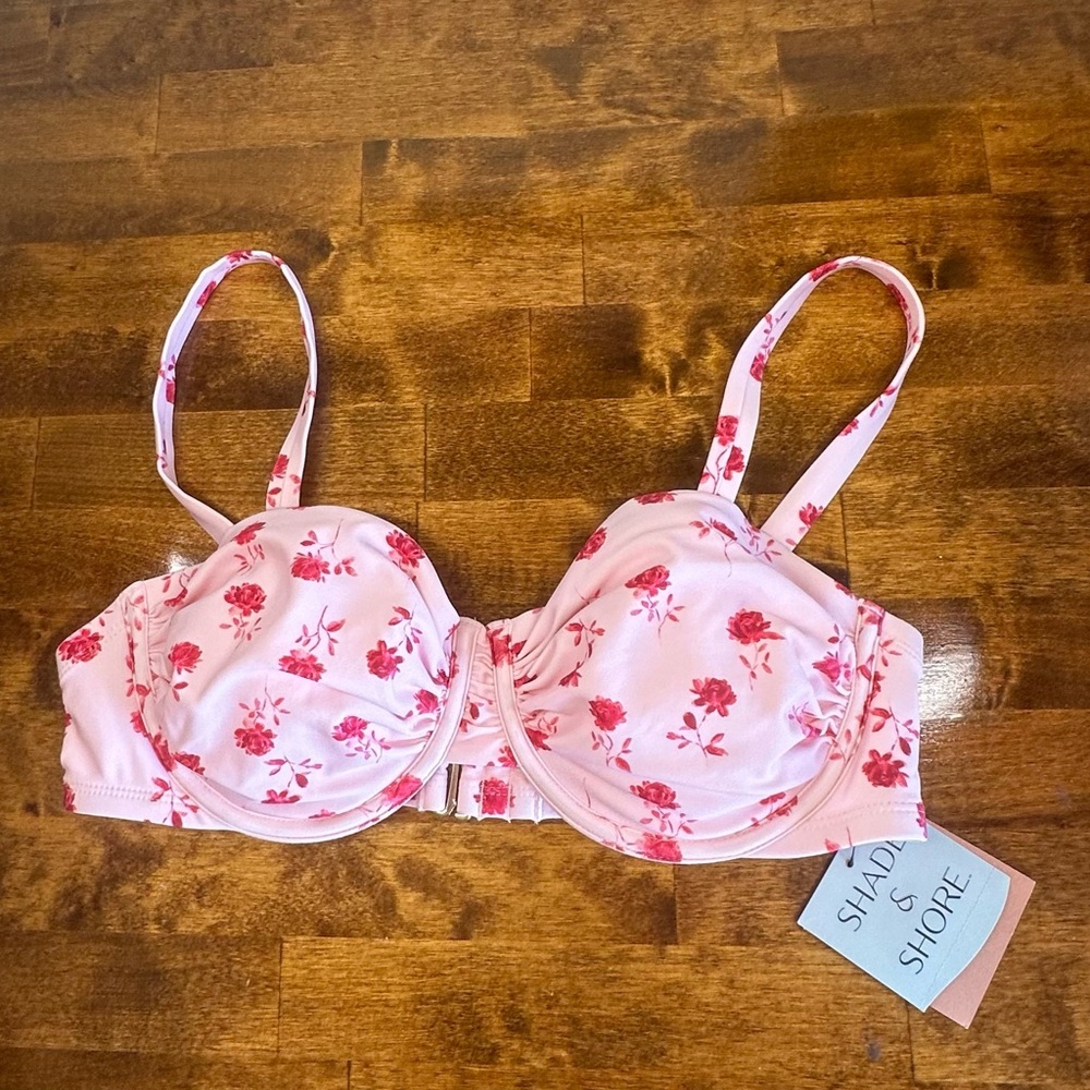 Shade & Shore Pink Floral Bikini top